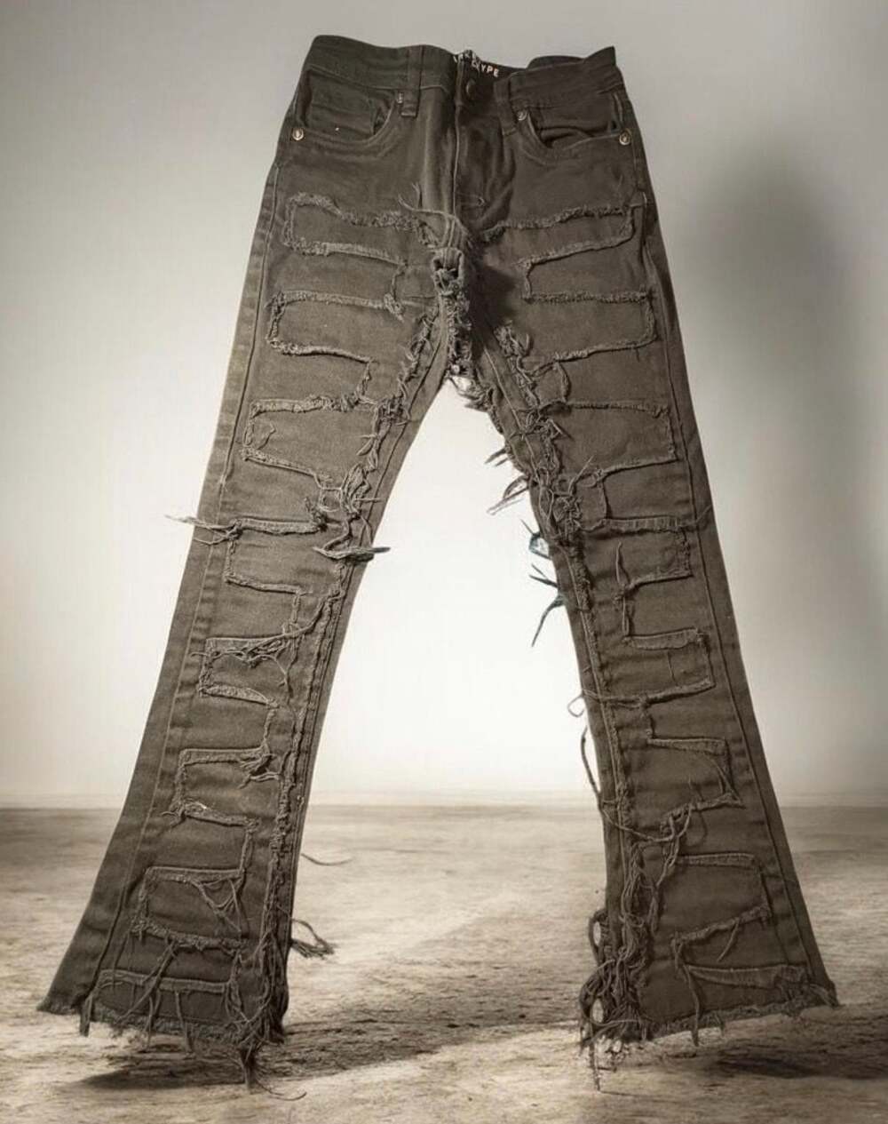 ARKETYPE Boy’s Distressed Stacked Denim Jeans in black wash, Boys Size 8